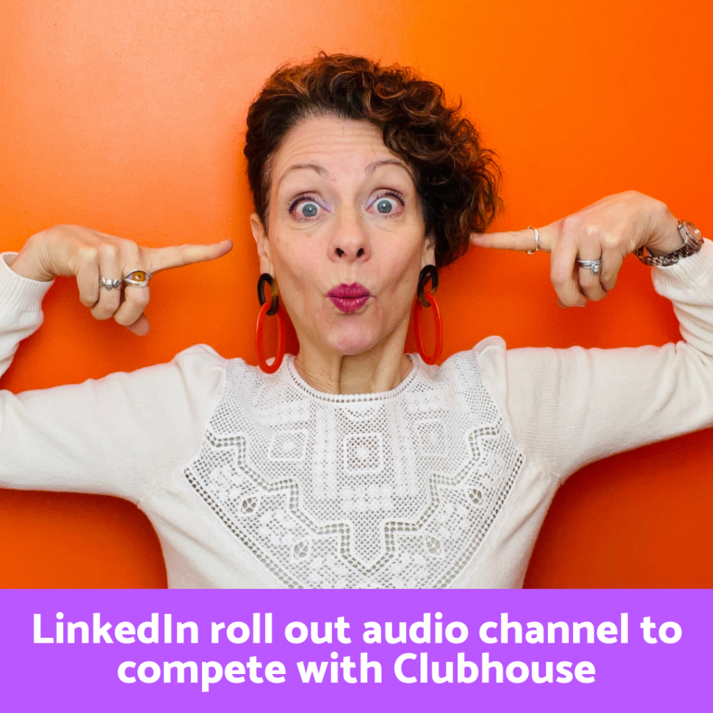 A square image saying 'LinkedIn roll out audio channel to compete with Clubhouse'
