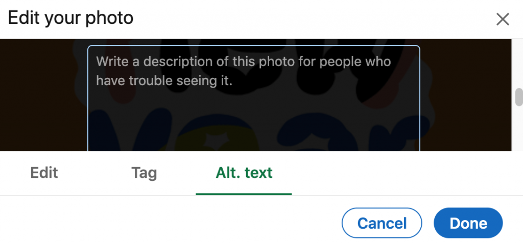 LinkedIn post showing how to add alt text
